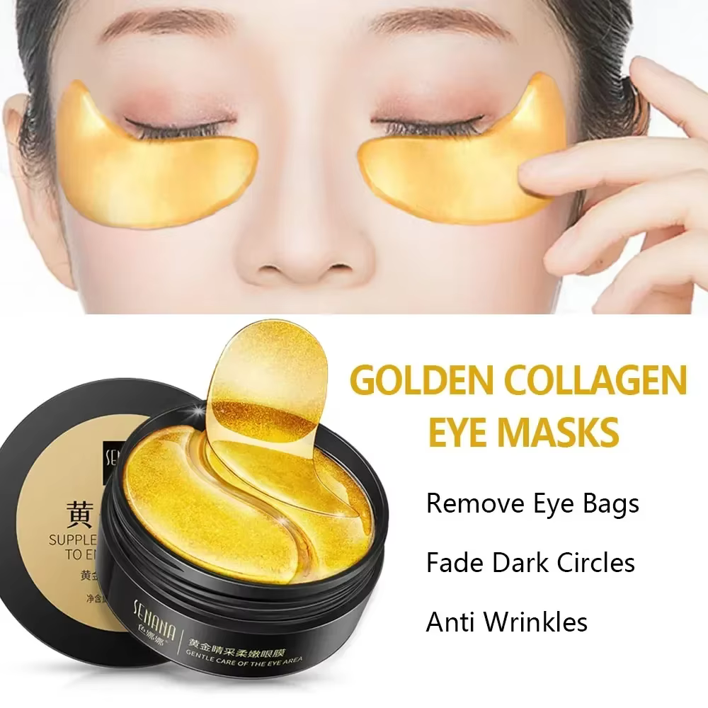 Masque pour les yeux à l'acide hyaluronique en or 24 carats, produits de soin de la peau, élimine le