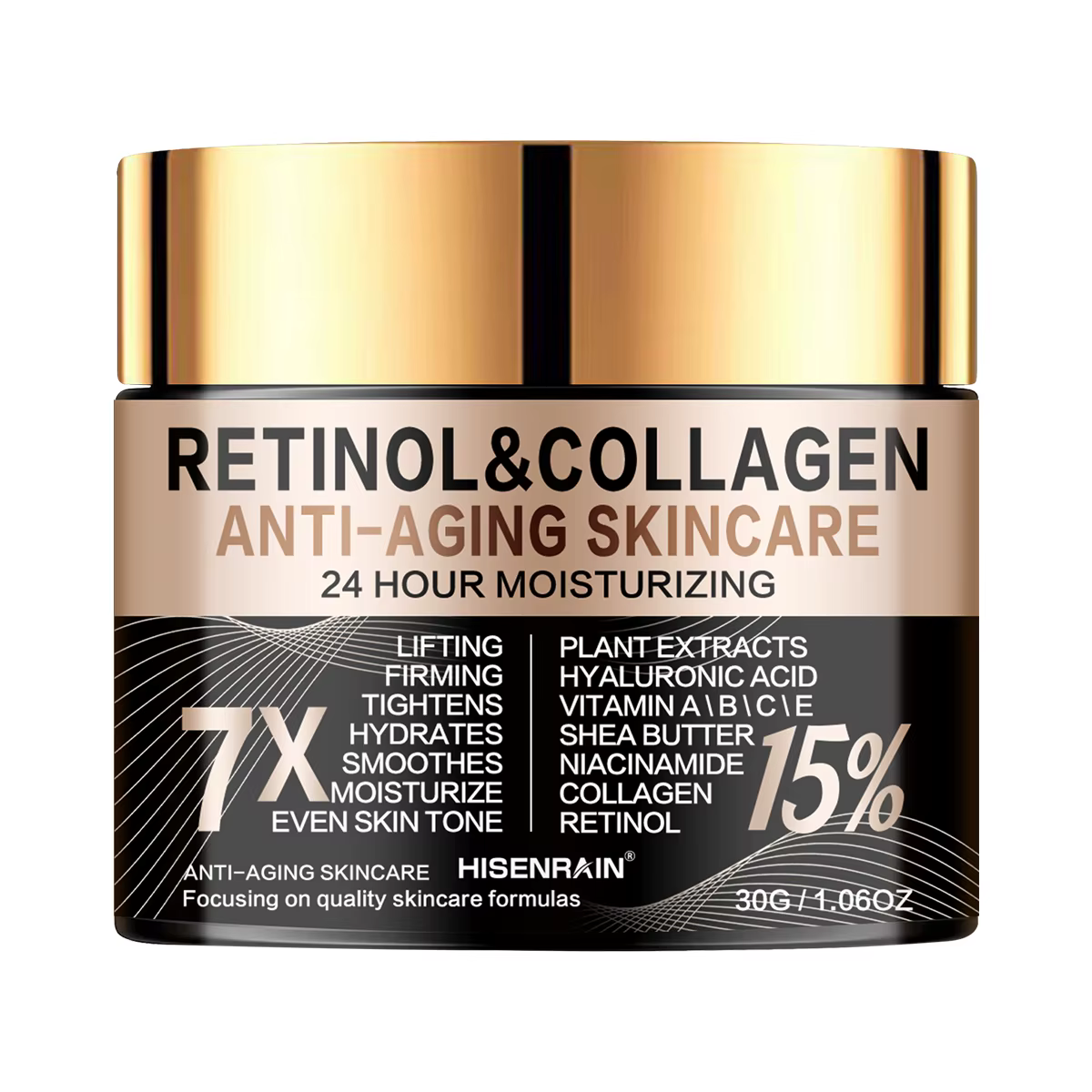 Crème visage au collagène au rétinol HISENRAIN – Hydratant intense anti-âge, réduit les rides, les r