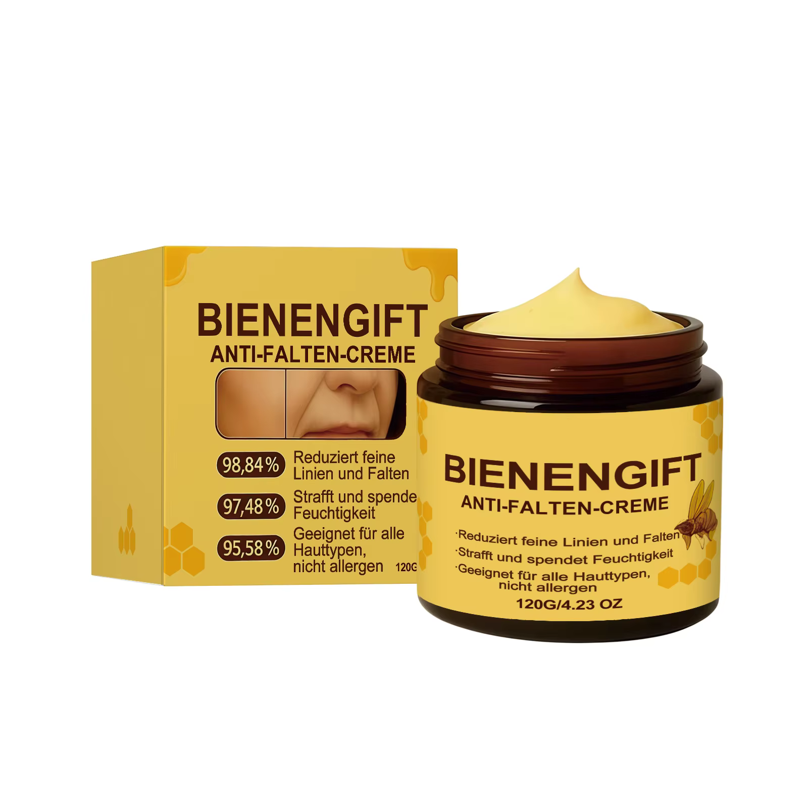 Crème réparatrice pour la peau au venin d'abeille 120g, réduit les rougeurs, élimine les imperfectio