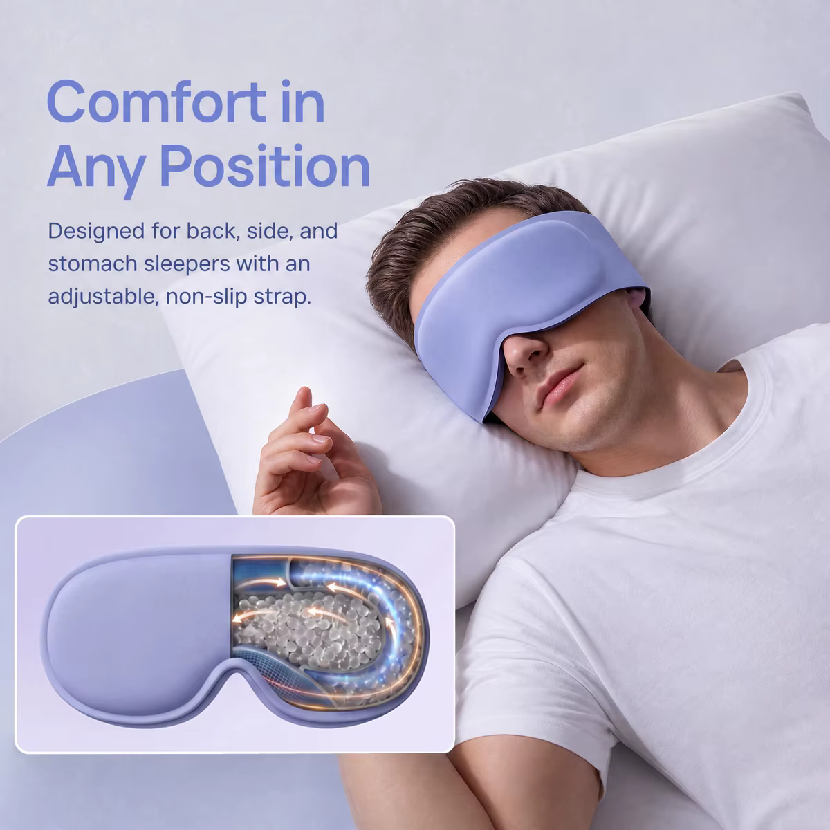 Masque de sommeil, design 3D avec billes de gravité intégrées, masque oculaire lesté bloquant la lum