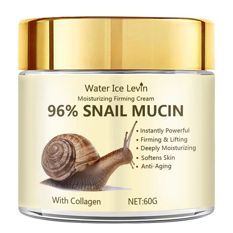 Crème raffermissante à la mangine d'escargot 96 % soulève et raffermit instantanément la peau. L'hum