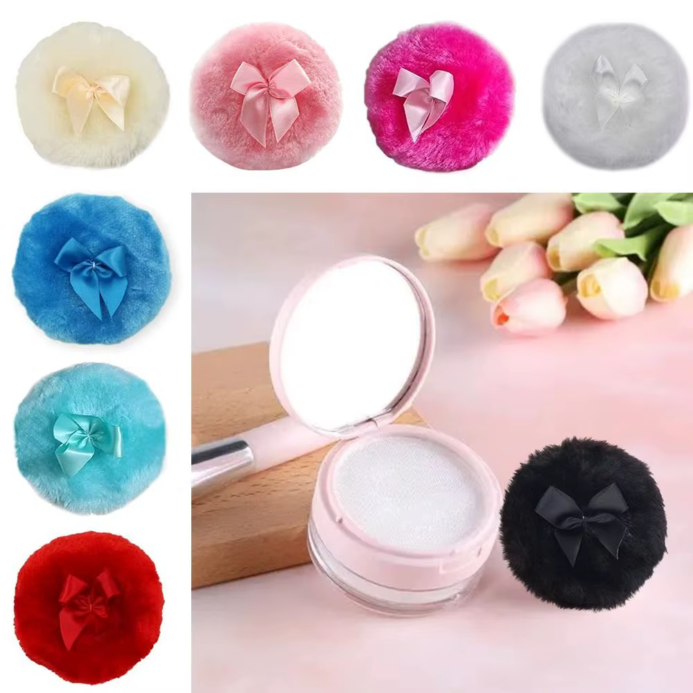Houppette de poudre en velours pour le visage et le corps, ultra douce, lavable et réutilisable, out