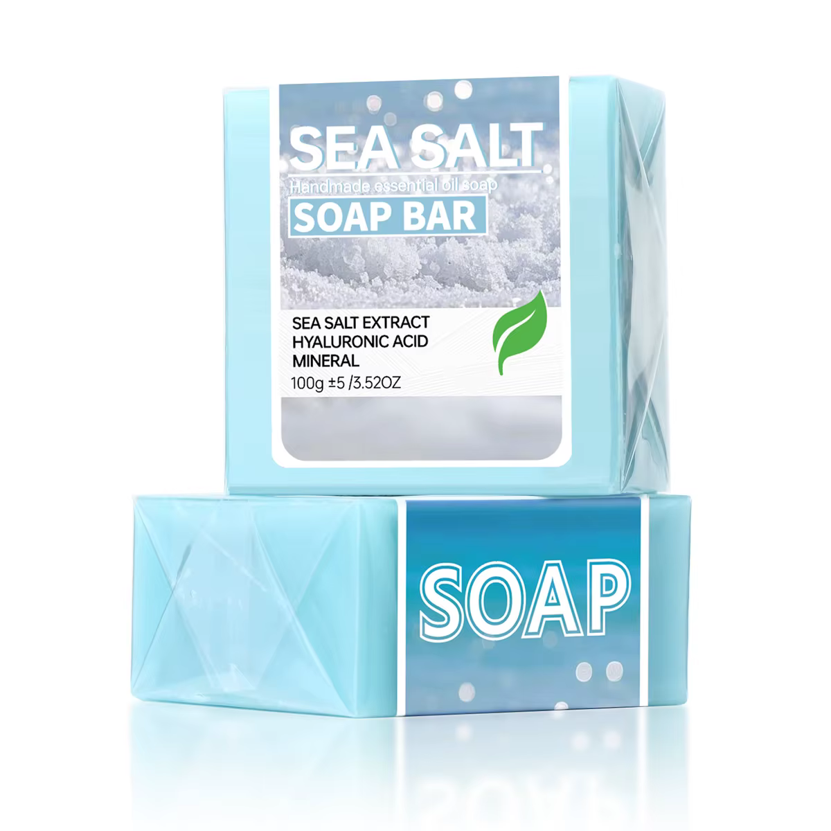 Savon artisanal à l'huile essentielle et au sel marin, savon nettoyant et hydratant à l'acide hyalur