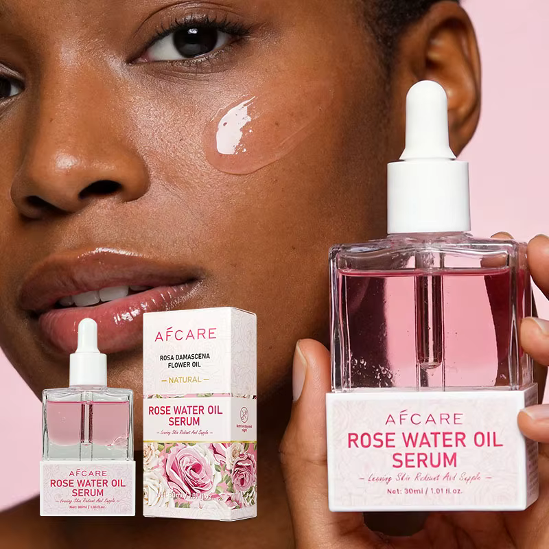 Sérum Huile d'Eau de Rose Pure Naturelle pour le Visage – Hydrolat de Rosa Damascena – Essence Rafra