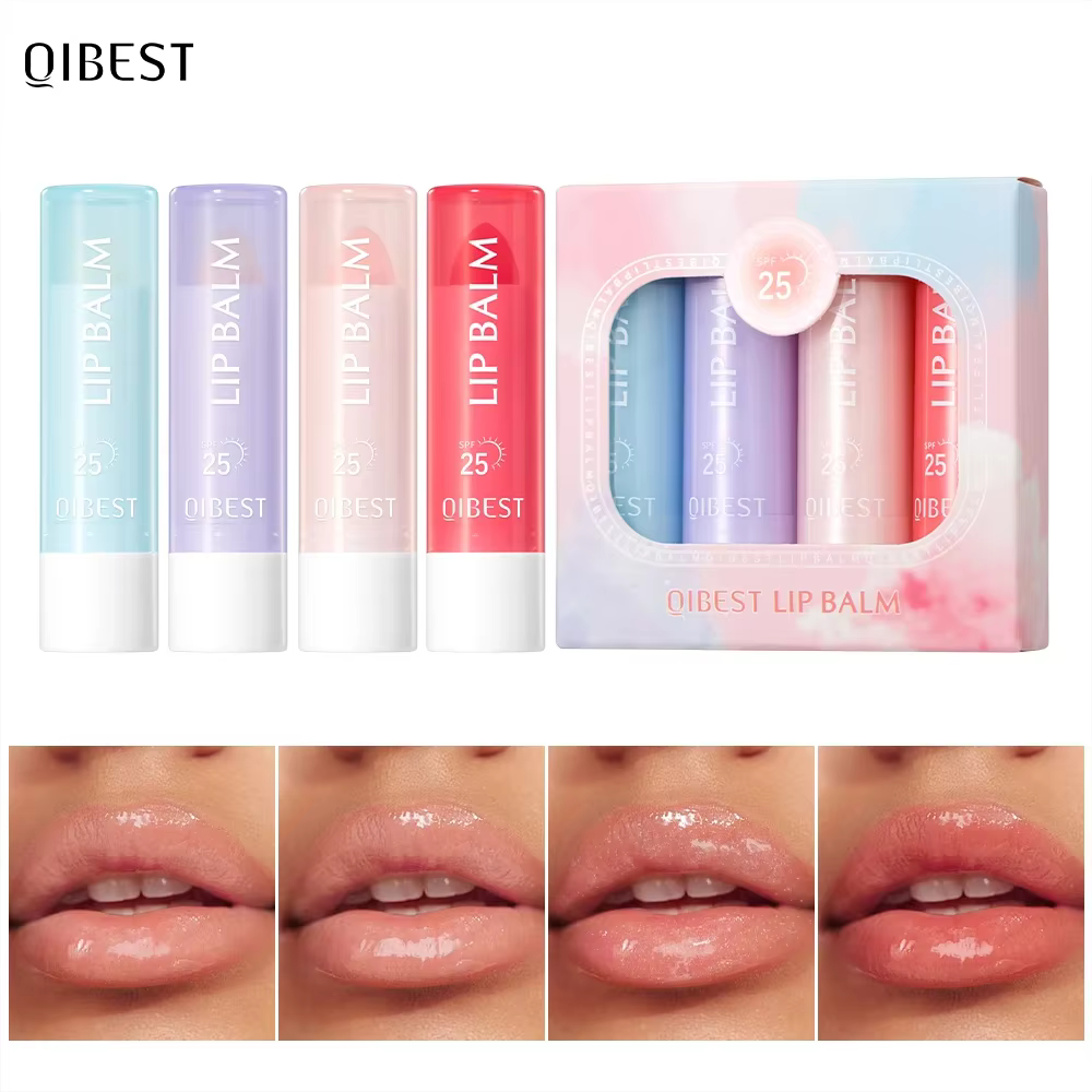 QIBEST Baume à lèvres hydratant et nourrissant, Huile à lèvres repulpante, Gloss brillant, Soins quo