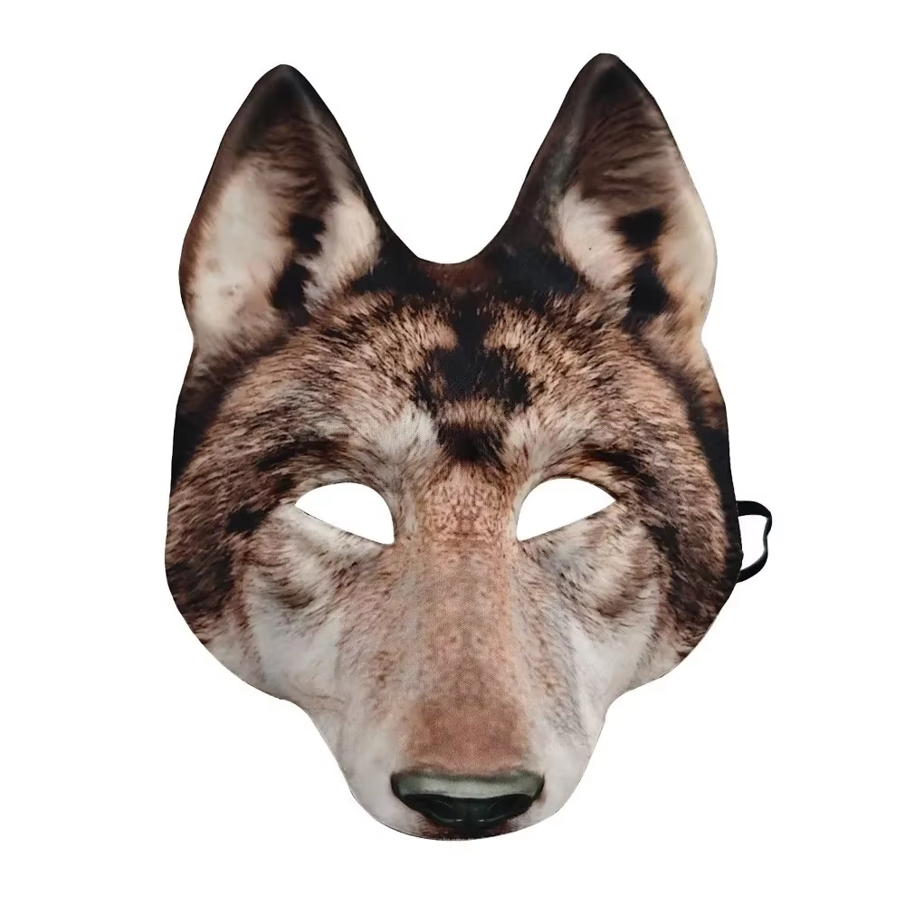 Masque de loup-garou drôle d'halloween, accessoires de fête, tigre Husky EVA, sangle élastique, Cosp