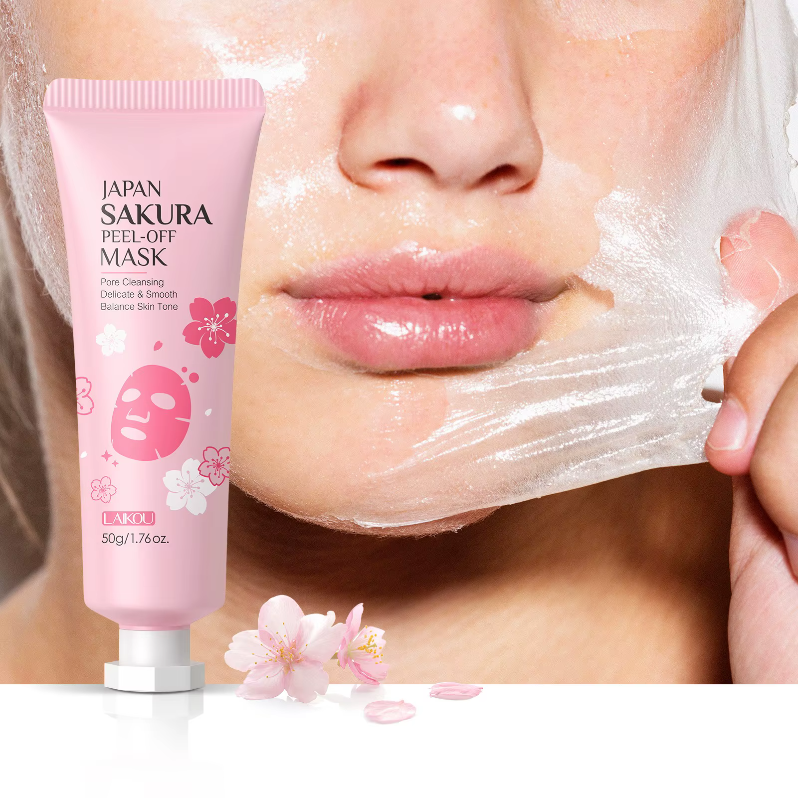 1/2count Japon Sakura masque détachable 50g résidus cosmétiques de nettoyage en profondeur, équilibr
