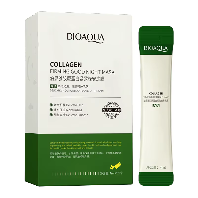 Masques faciaux de nuit au collagène Bioaqua, soins de la peau, hydratants, éclaircissants, raffermi