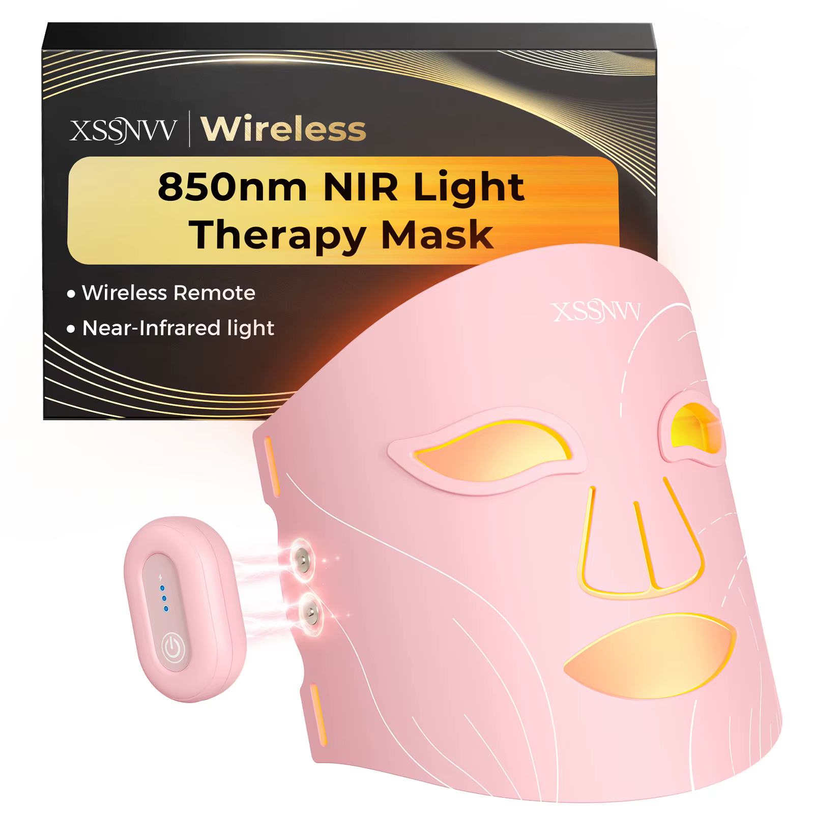 Masque facial LED sans fil pour la luminothérapie, 4 couleurs, 850 nm NIR, masque de rajeunissement 