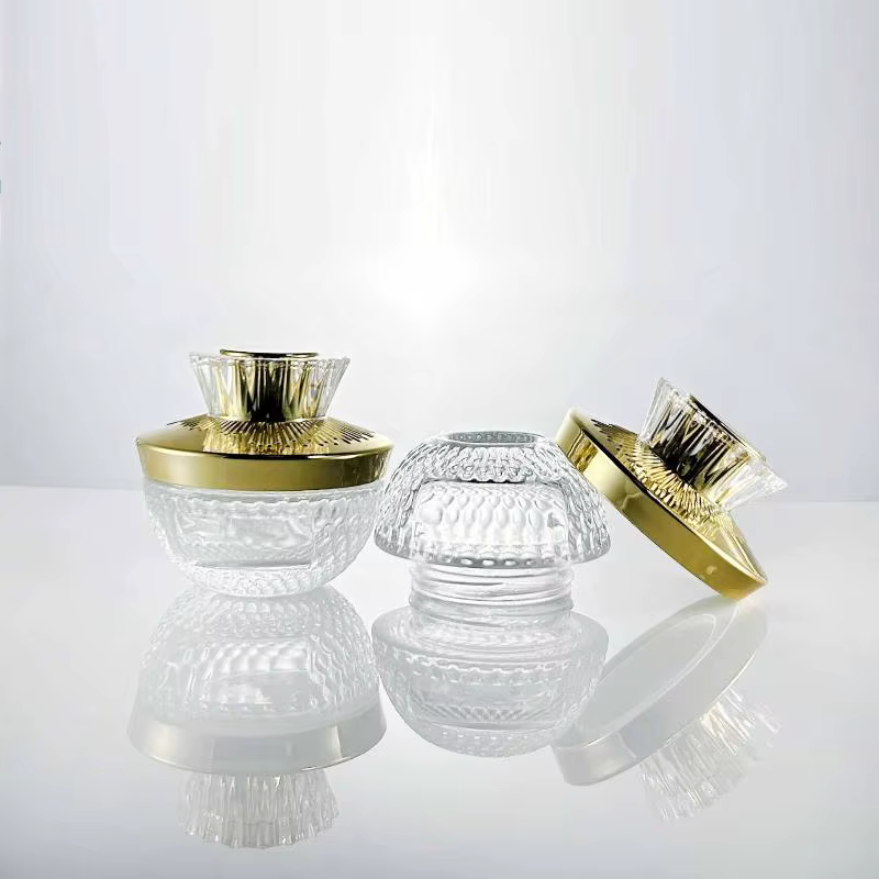Pot de crème pour le visage en verre de luxe 50g, avec couvercle, pot cosmétique, récipient pour crè
