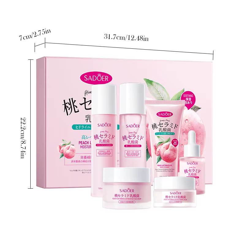 Coffret de soins pour la peau Peach Skincare, coffret cadeau pour le soin du visage, contient de la 