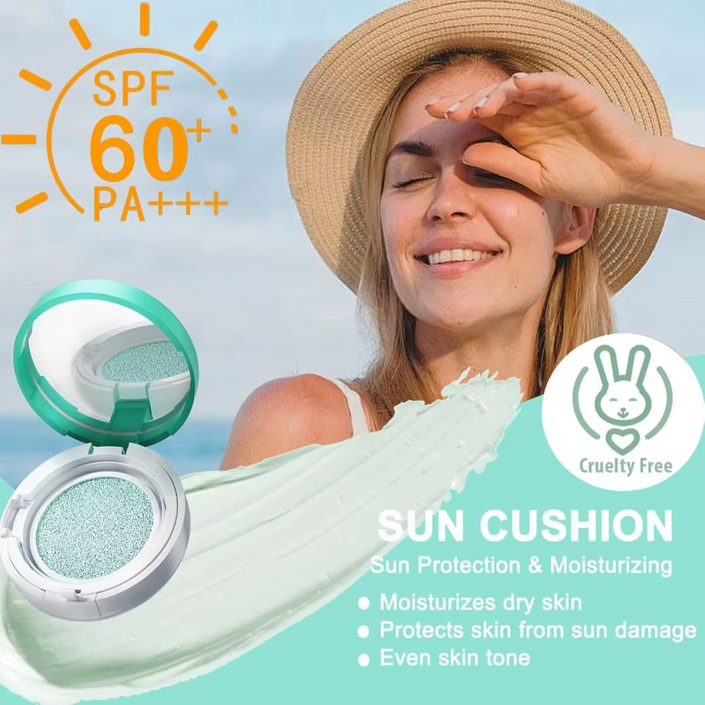 Crème solaire teintée pour le visage SPF60, coussin solaire hydratant et apaisant, BB crème pour le 