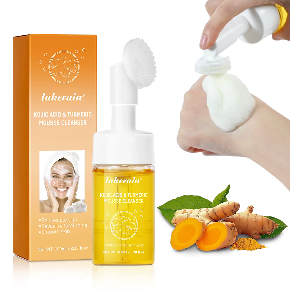 Yanerain-Mousse nettoyante au curcuma pour le visage, mousse éclaircissante, nettoyant pour le visag