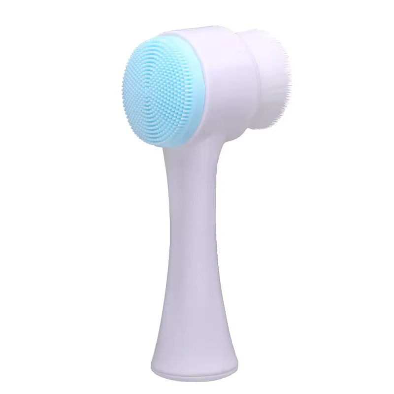 Brosse de nettoyage du visage Double Silicone 3D, Massage manuel, brosse pour le visage, exfoliant à