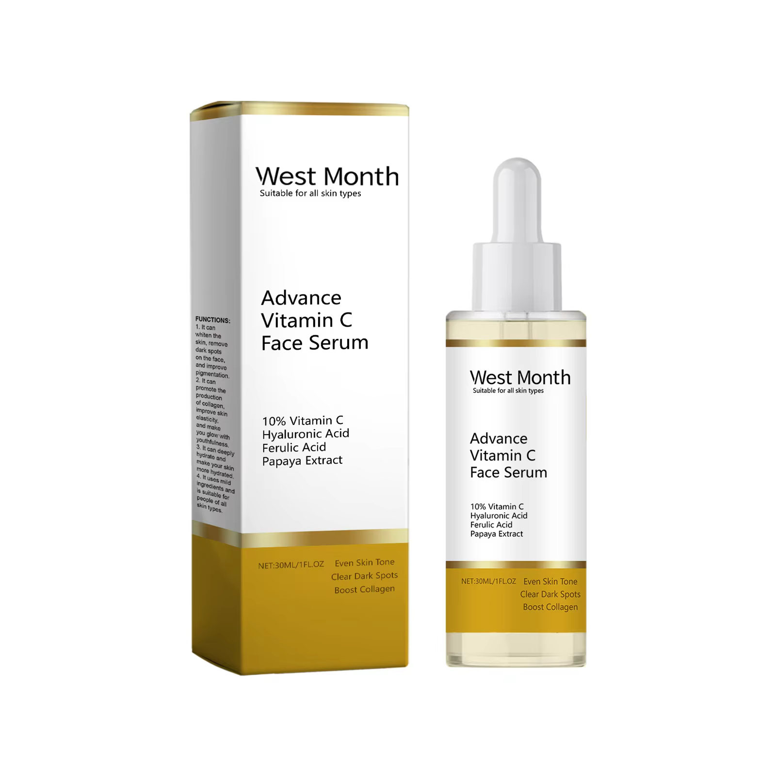 Advance-Sérum vitamine C pour le visage, élimine les taches brunes, éclaircissant, réparateur, hydra