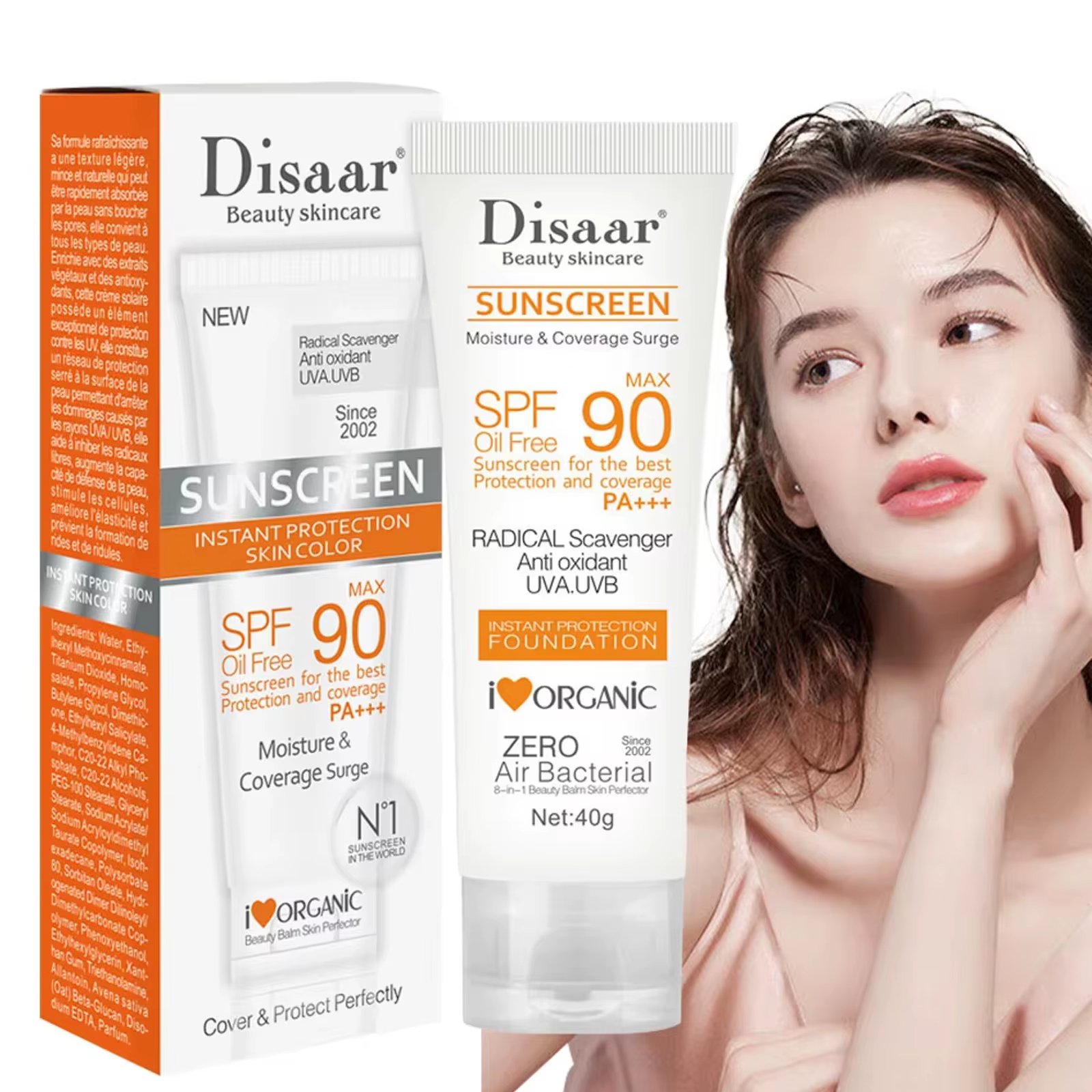Crème solaire pour le visage et le corps, imperméable, SPF 90 + UV, crème solaire pour la peau, Anti