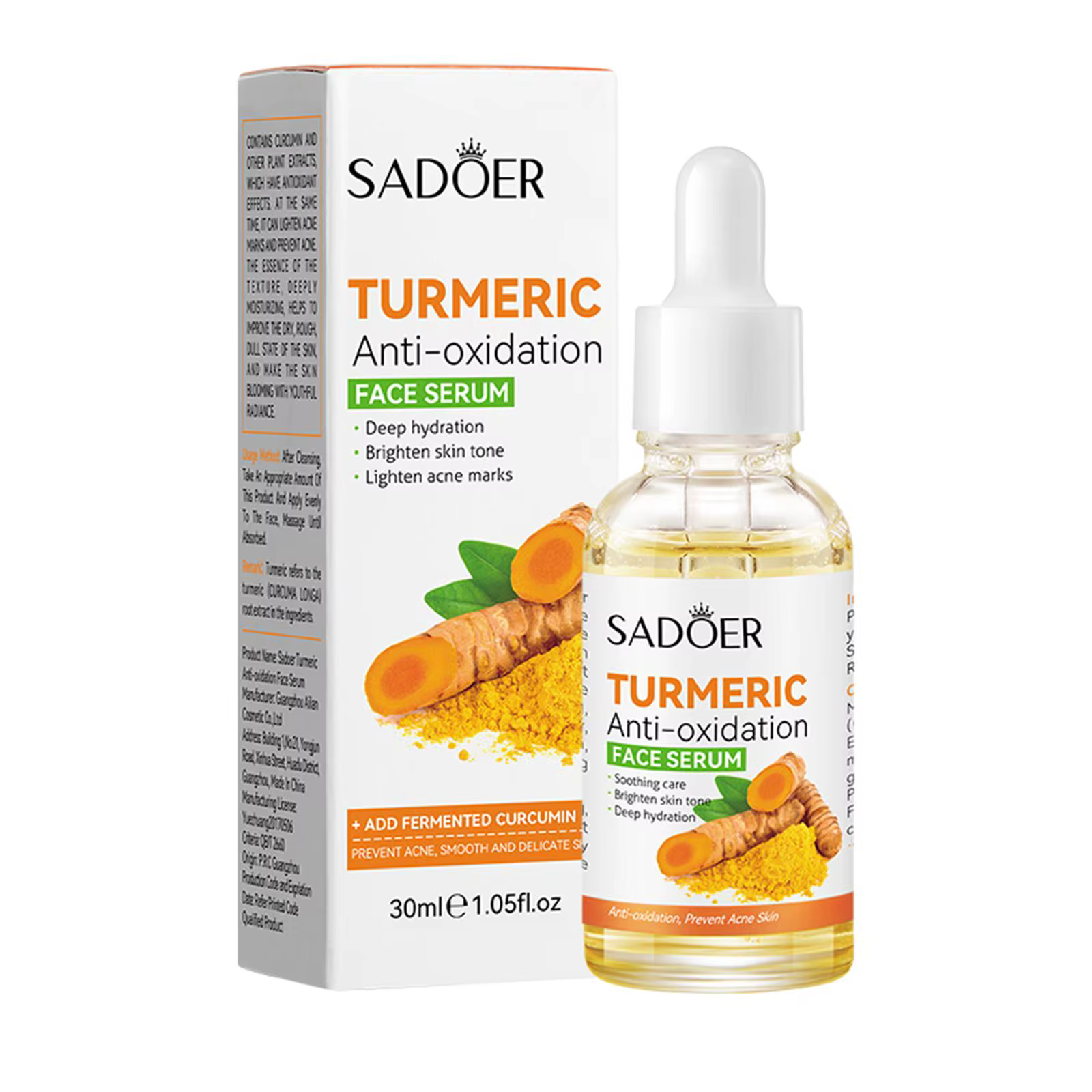Sérum blanchissant au curcuma pour le visage, Anti-oxydation, correcteur de taches foncées, même le 