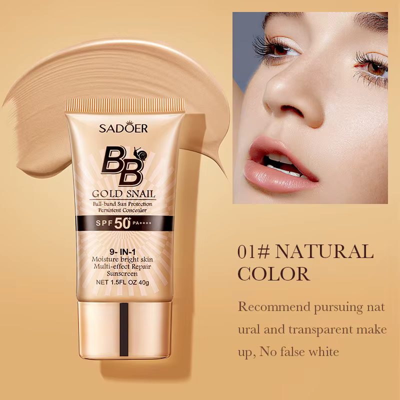 SADOER Crème BB écran solaire à la bave d'escargot, fond de teint, correcteur, crème hydratante isol