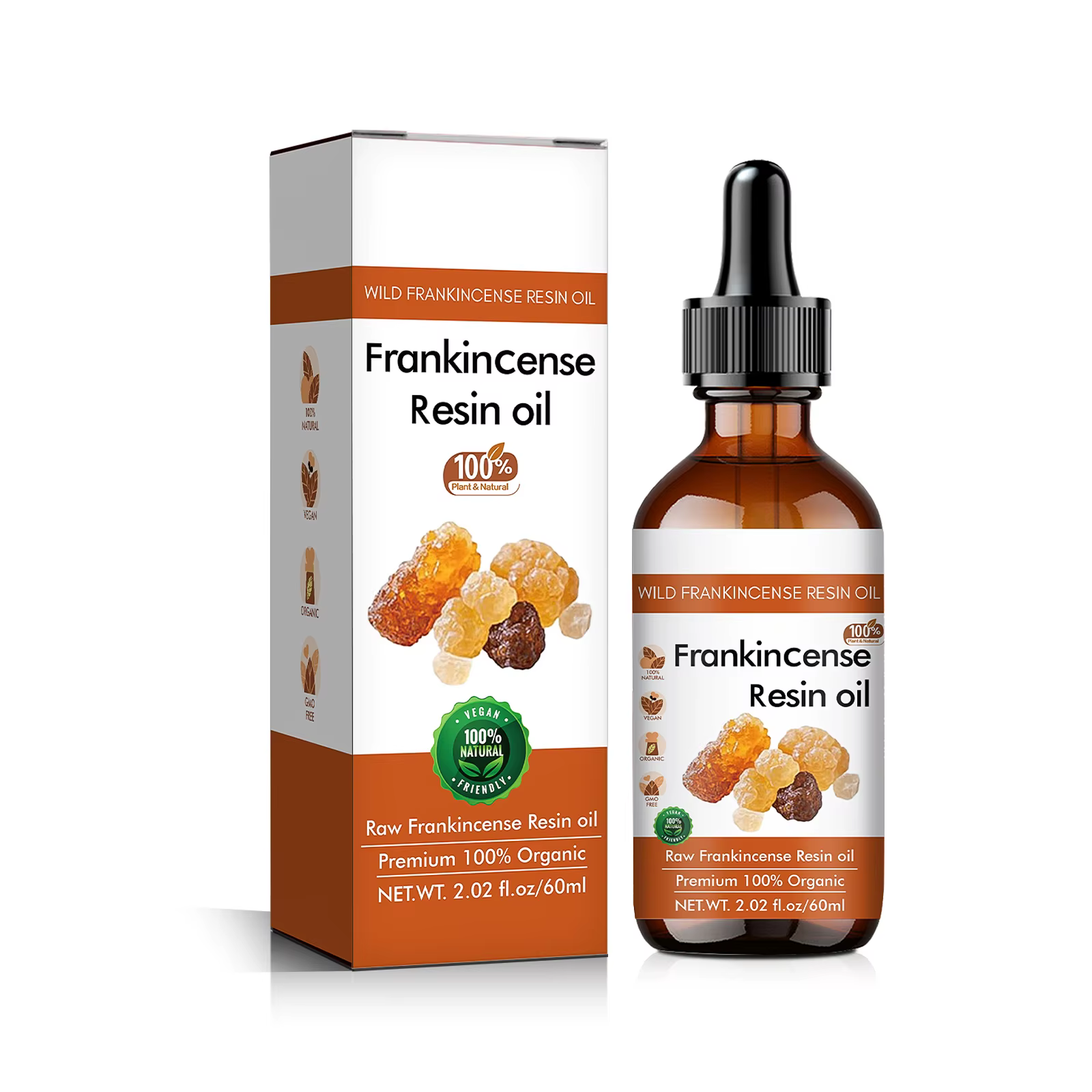 Huile pour le visage à la résine d'encens biologique 60 ml - Formule 100% pure et brute, favorise le