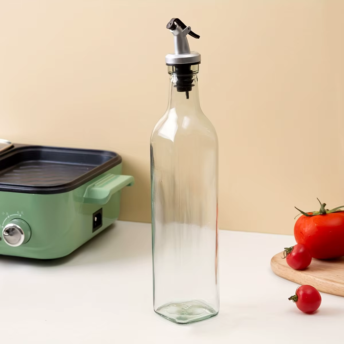 Bouteille d'huile d'olive en verre transparent de 250ML, 1/2 pièces, assaisonnement de cuisine, Sauc