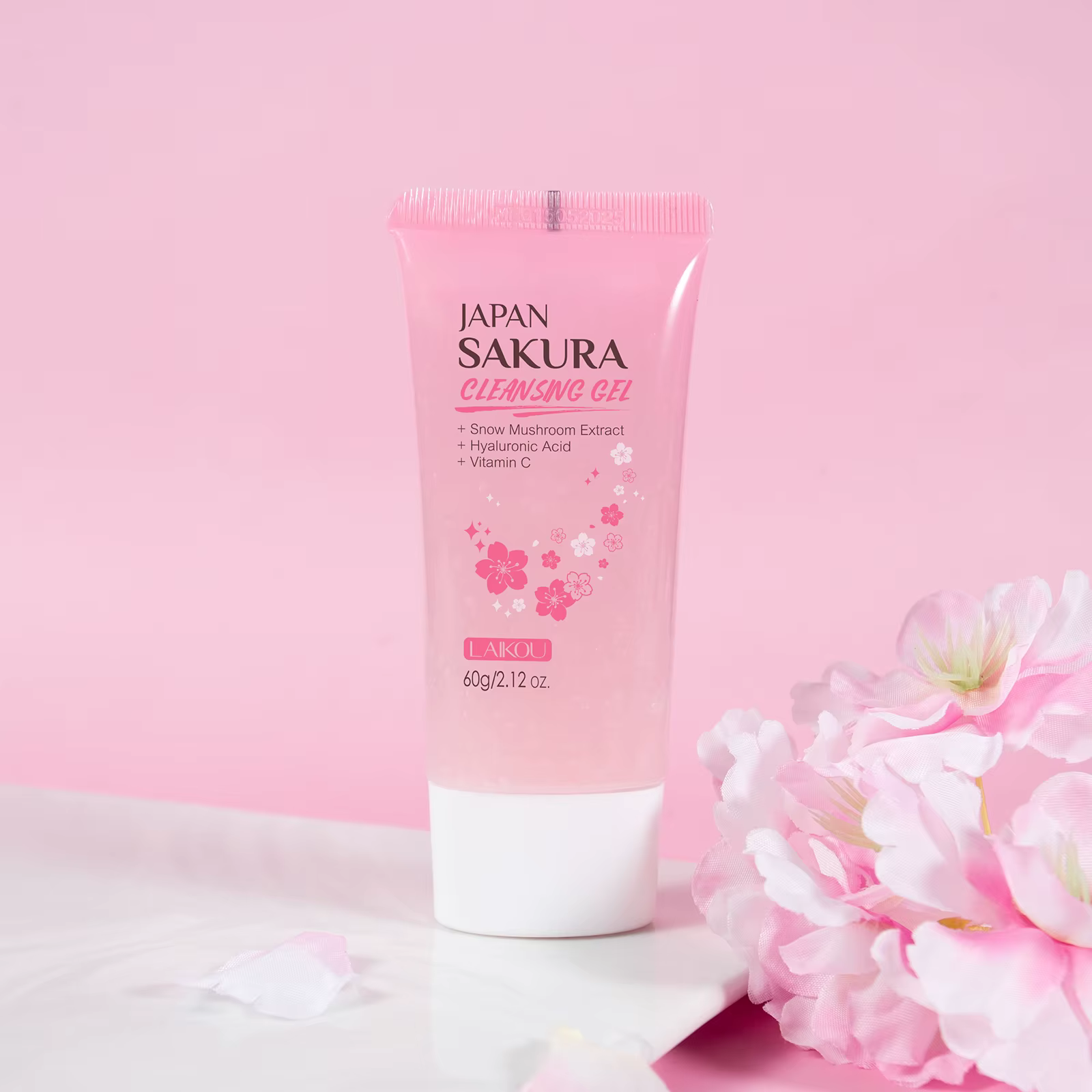 Gel nettoyant LAIKOU Japan Sakura 60g, nettoyant pour les pores, hydratant, lissant, nettoyant doux 