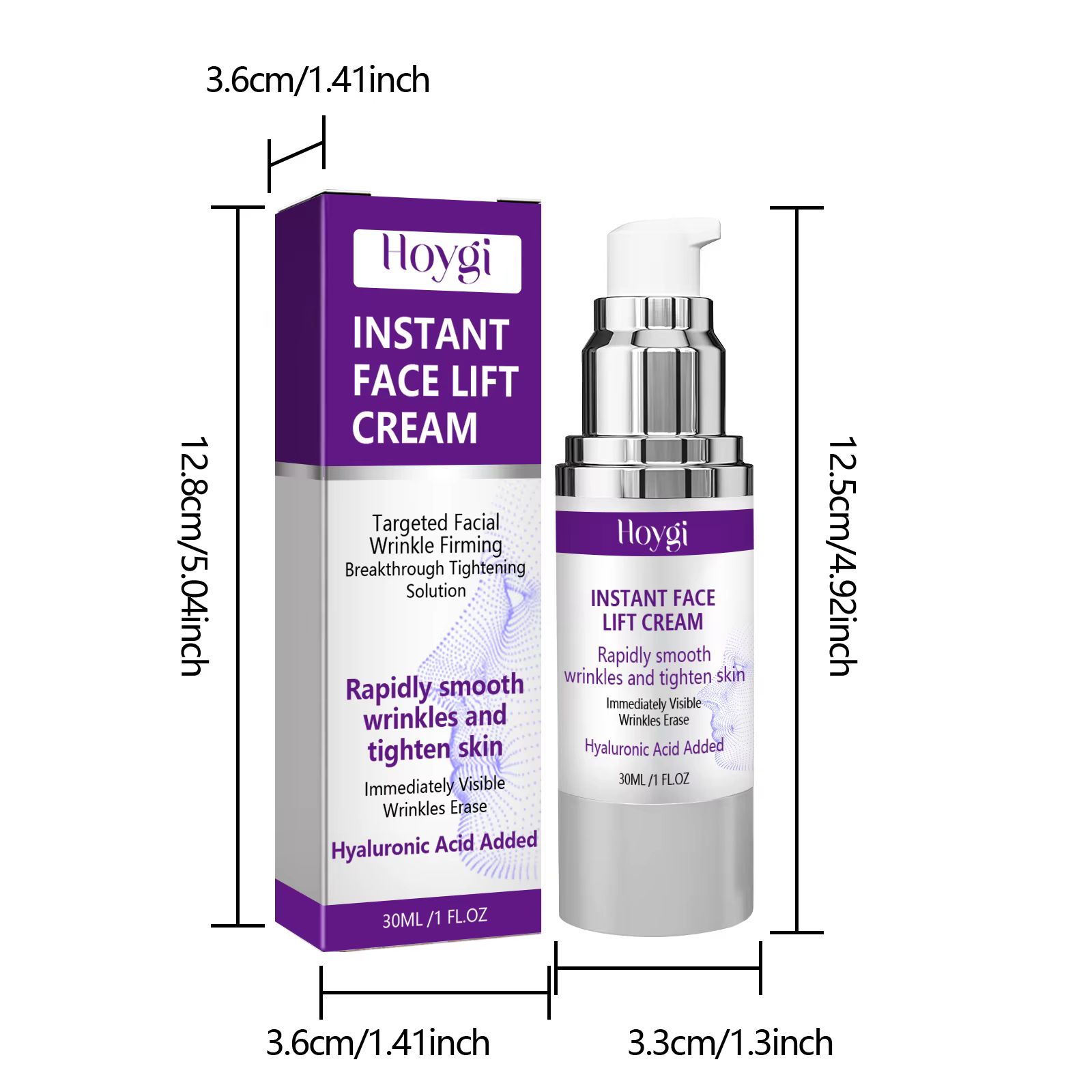Crème de lifting instantanée, acide hyaluronique, raffermissante, lissante, ridules, rides, éclairci