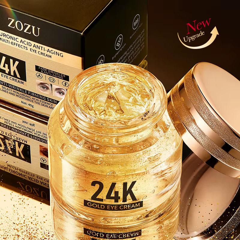 Crème pour les yeux à l'acide hyaluronique or 24 carats, Anti-cernes, sacs pour les yeux, raffermiss