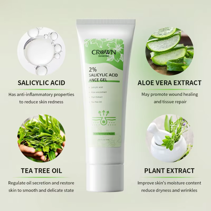 Crème anti-acné à l'acide salicylique 2%, réparation Anti-acné, rougeurs, taches de boutons, nettoya