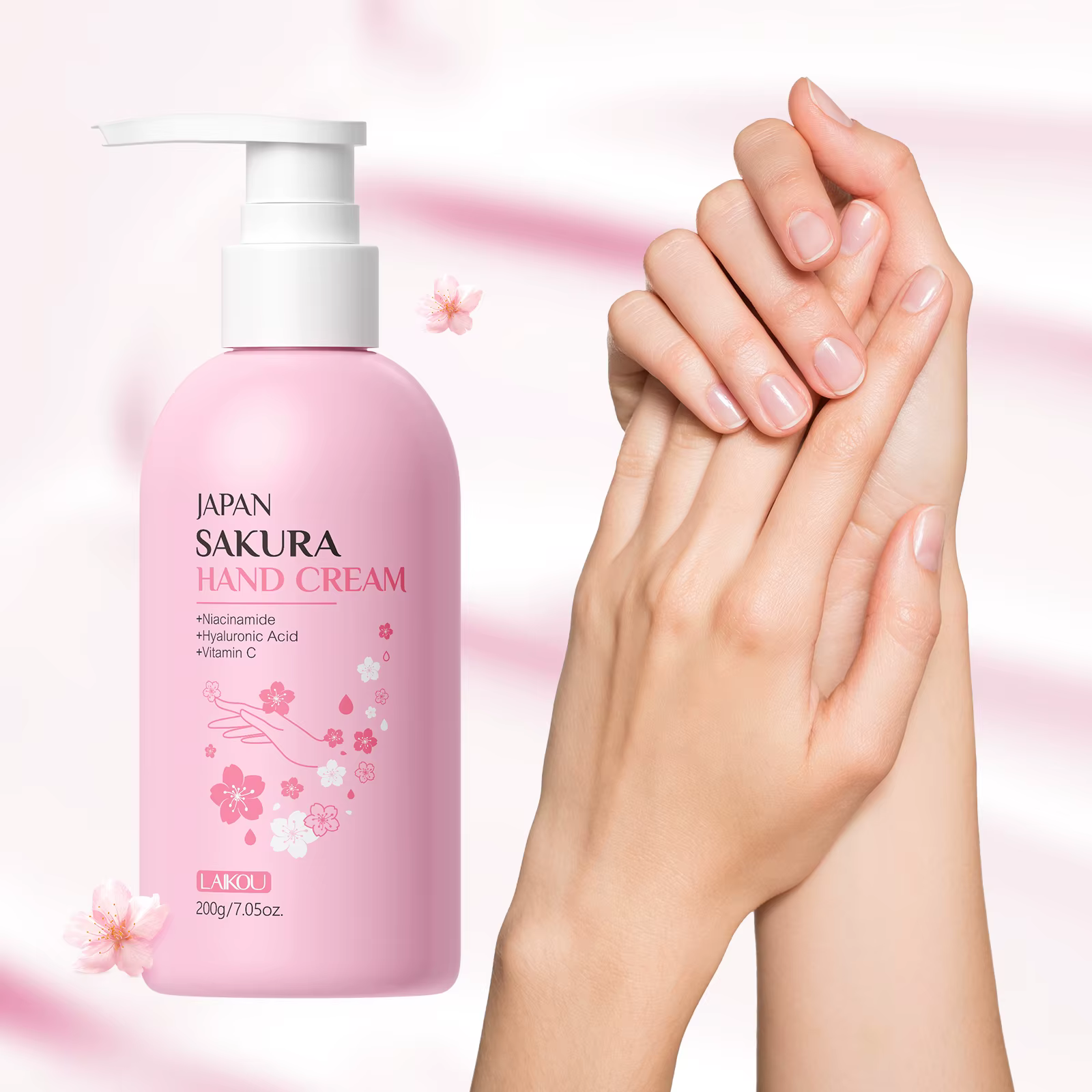 Crème pour les mains LAIKOU Japan Sakura 200g, hydratation longue durée, lisse, éclatante, parfum ra