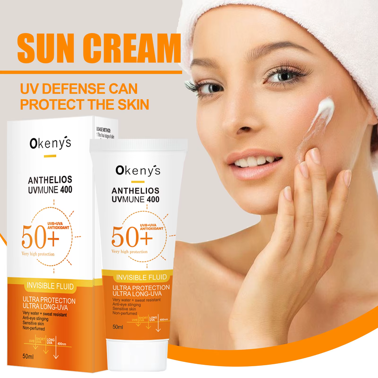 Crème solaire originale pour le visage, 50ml, Ultra SPF50 +, Anti-Imperfections, Anti-brillance, flu