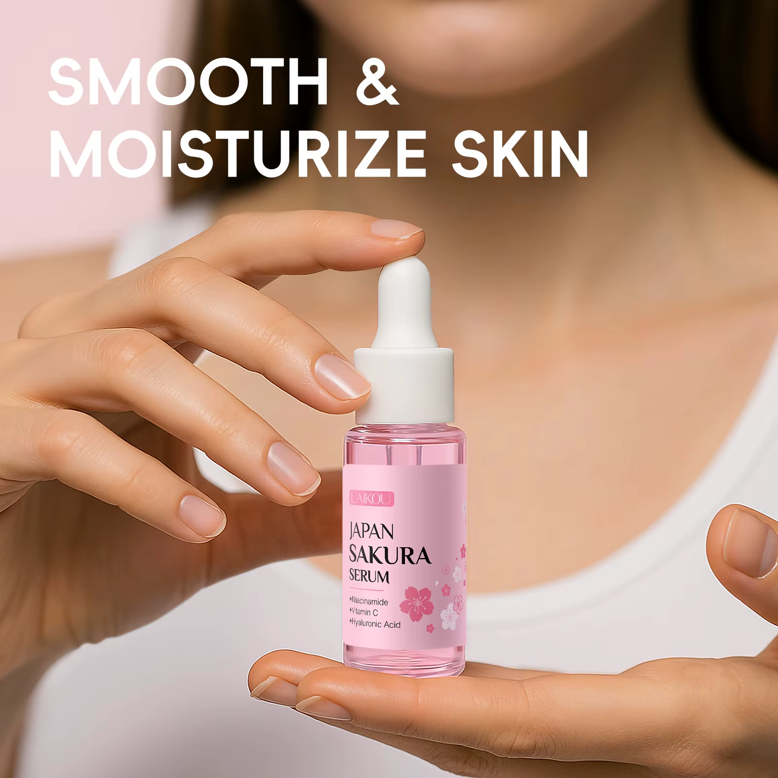 Sérum LAIKOU Japan Sakura 17ml, resserre les pores, hydrate, équilibre le teint, éclaircit le teint,