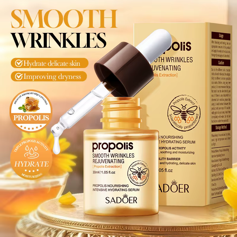 SADOER Sérum Visage à la Propolis Hydratant Anti-rides Nourrissant Anti-âge Éclaircissant Essence Fa