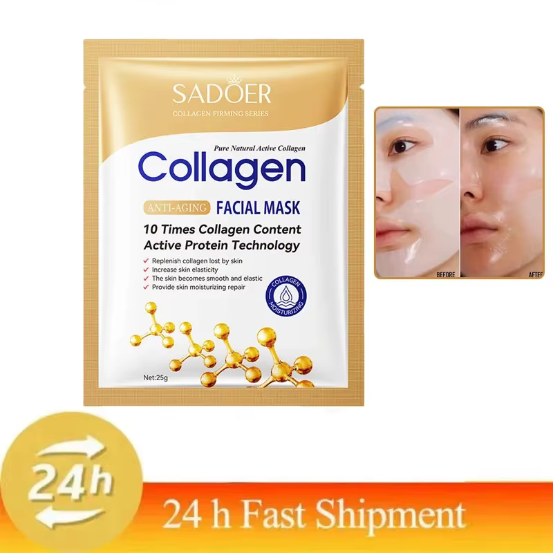 Masque facial anti-rides au collagène, anti-âge, atténue les ridules, raffermit la peau, hydrate, éc