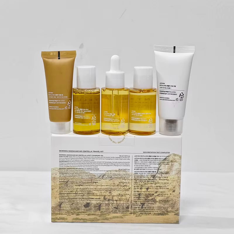 Centella – Kit de voyage, Ampoule de Toner, crème apaisante, huile nettoyante, Ampoule en mousse, bo
