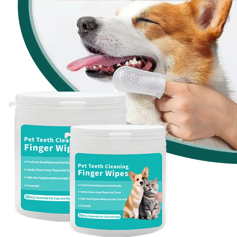 Lot de 50 lingettes pour animaux de compagnie, produit d'hygiène et de beauté pour les dents de chie