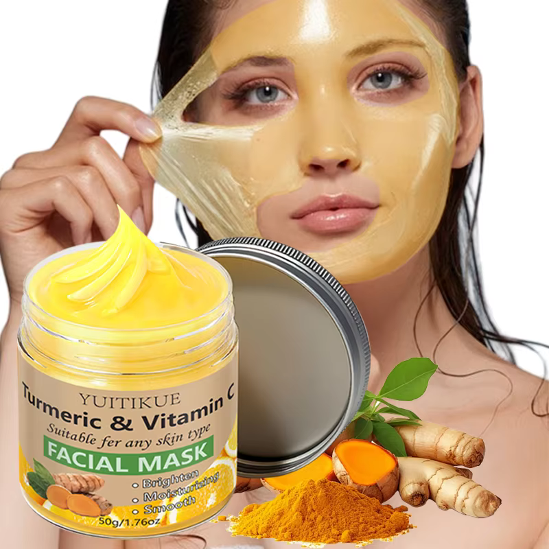 Masque visage YUITIKUE au curcuma et à la vitamine C - Formule éclaircissante, hydratante et lissant