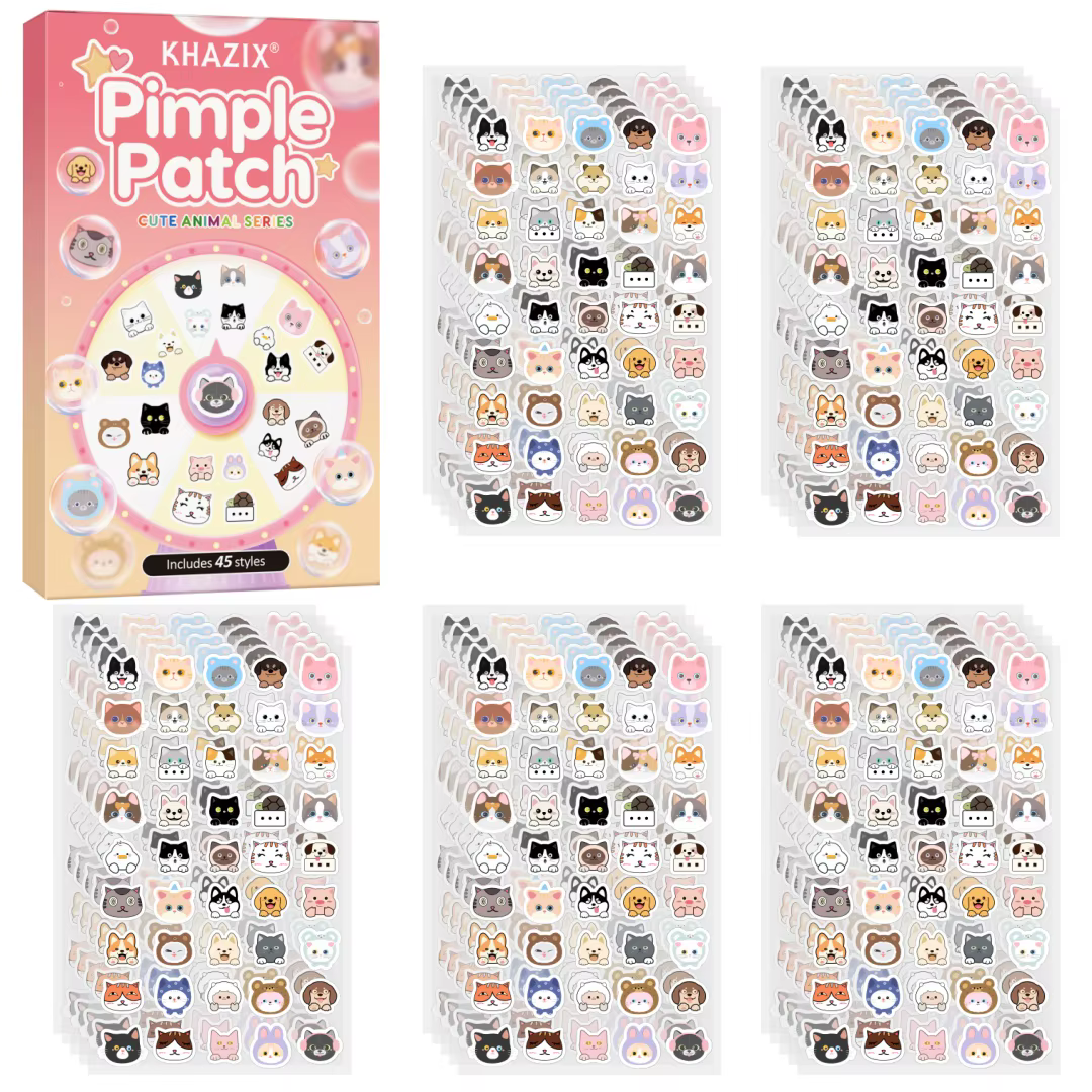 Patch d'acné de dessin animé 45 pièces, patch d'acné correcteur facial en forme de chat mignon, sûr,