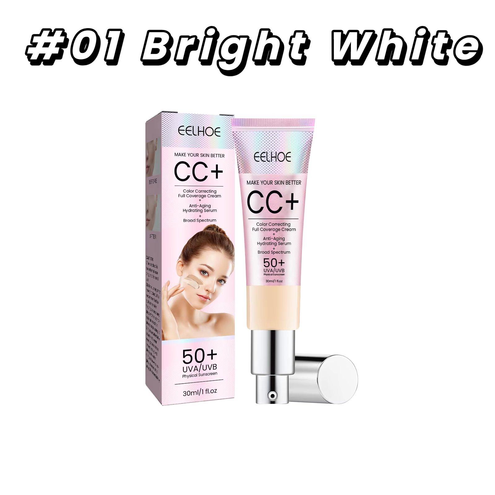 Crème CC Barrière SPF 50 à large spectre, éclaircissante, base de maquillage, contrôle des rougeurs,