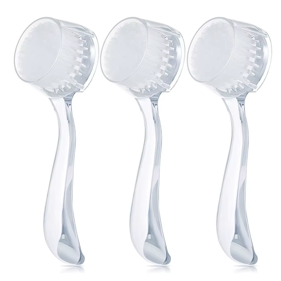 Brosse nettoyante pour le visage avec poignée en acrylique, poils doux, brosse nettoyante exquise, 3