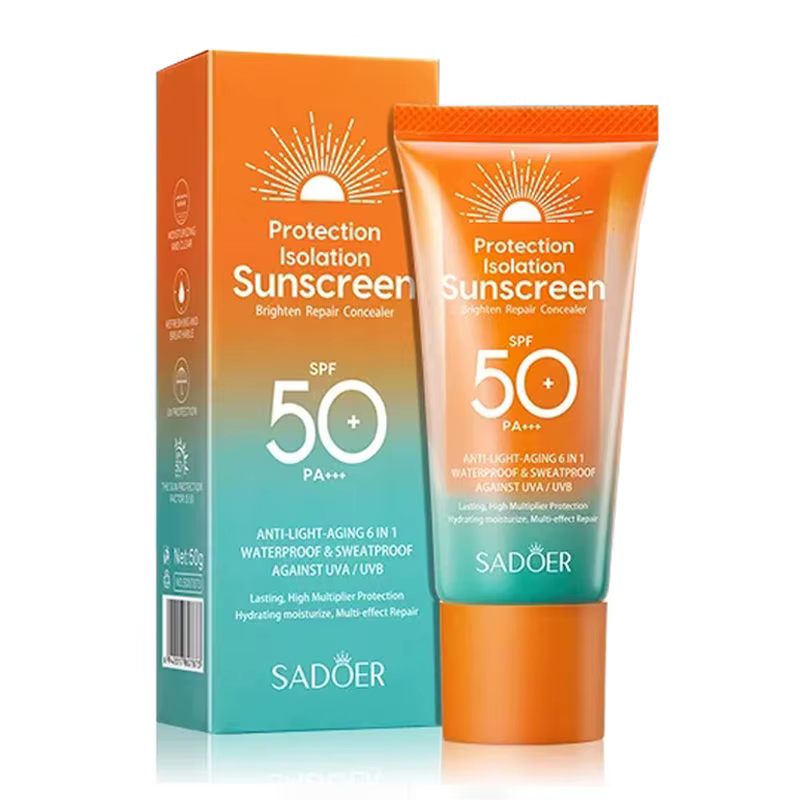 SADOER Spf 50+ crème solaire pour protection faciale soin solaire double tube multi effet PA +++ crè