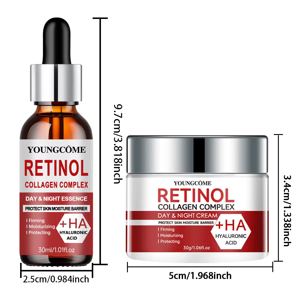Ensemble crème réparatrice hydratante et sérum au rétinol avec collagène et vitamine E, peau ferme e