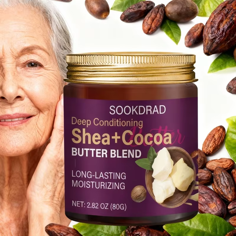 Mélange de beurre de karité et de cacao, nourrit en profondeur, hydratation longue durée, pour les p
