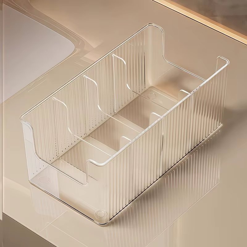 Boîte de rangement transparente compartimentée pour masques faciaux, support de rangement pour cosmé