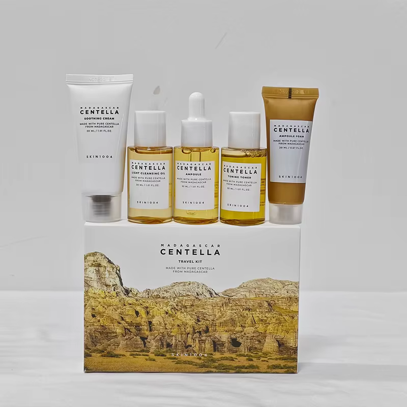 Centella – Kit de voyage, Ampoule de Toner, crème apaisante, huile nettoyante, Ampoule en mousse, bo