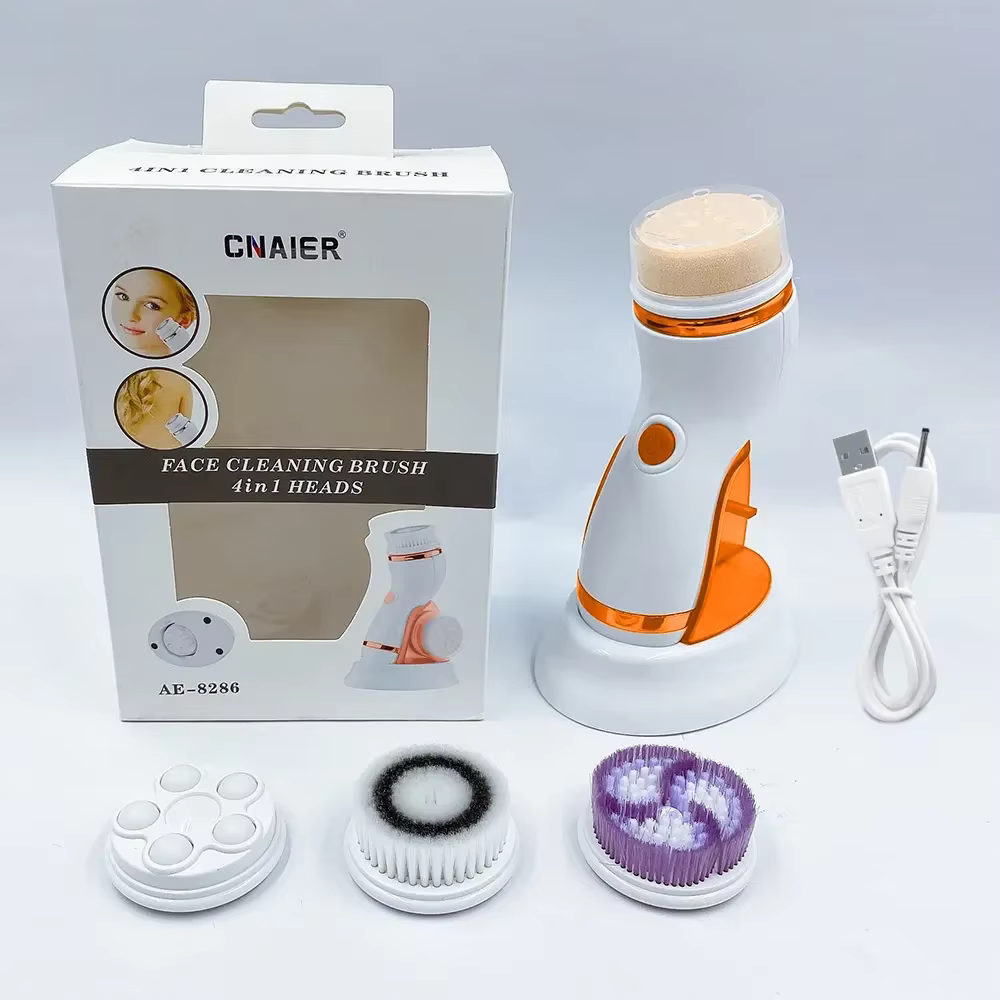 Brosse électrique de nettoyage du visage 4 en 1, lavage de Massage, Machine rotative de nettoyage du