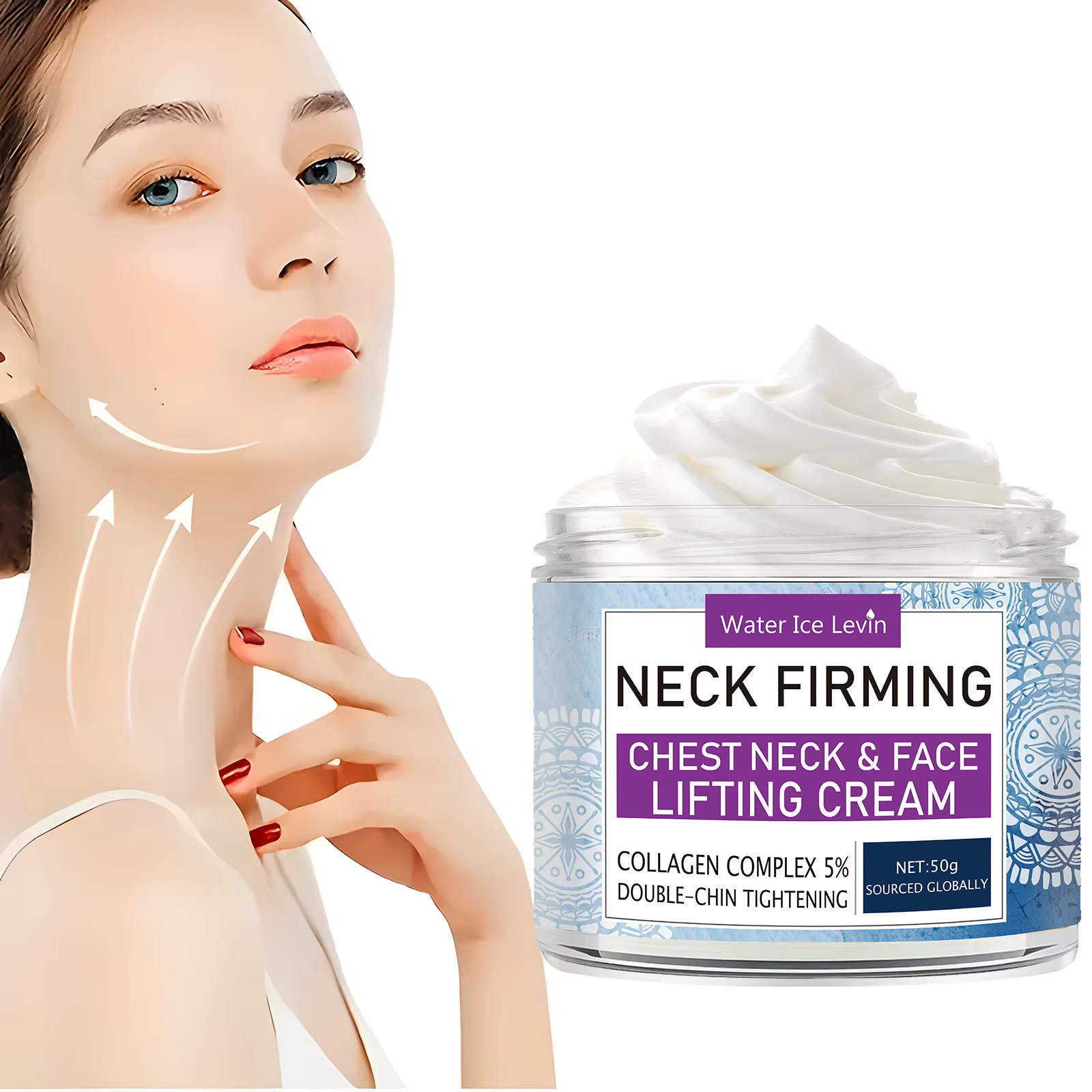 Crème anti-âge pour le cou, produit de soin de la peau, élimine les lignes déformables, lifting, bla