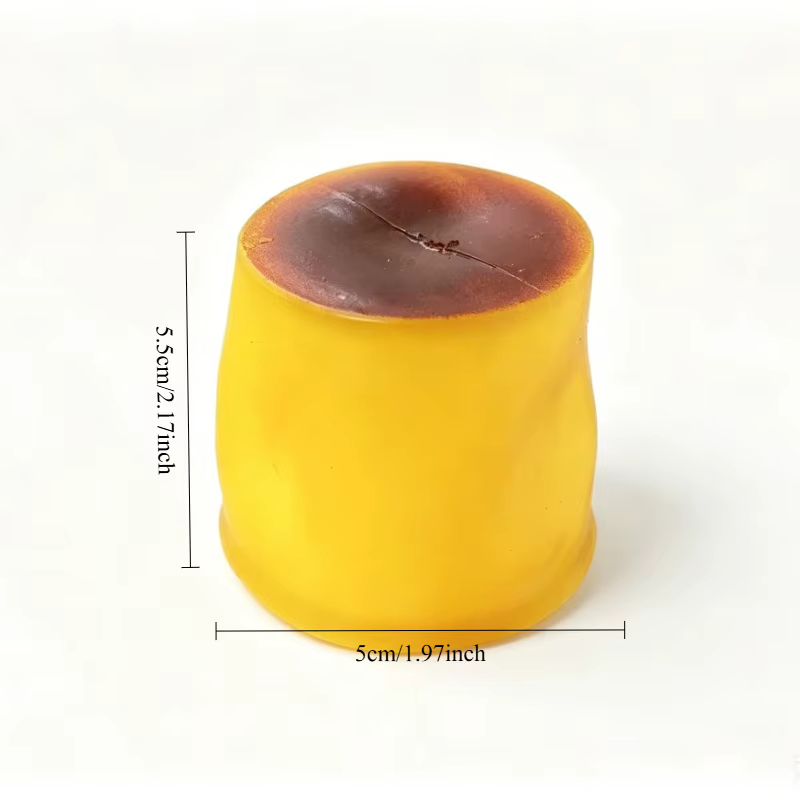 Boule Squishy Faite Main en Forme de Pudding Caramel, Sonore et Croquante, Jouet Sensoriel Anti-Stre