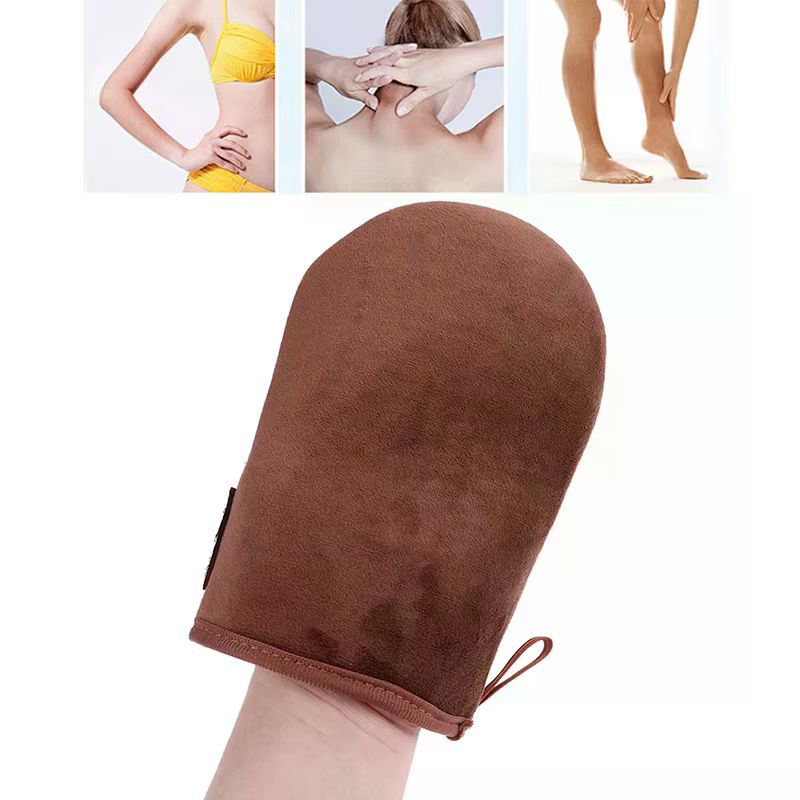Gants applicateurs réutilisables marron pour crème, lotion, mousse de bronzage et nettoyage corporel