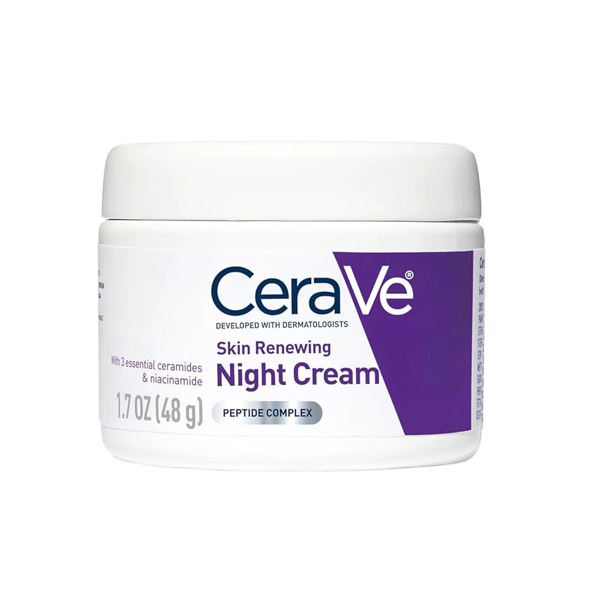 Crème de nuit régénérante pour la peau CeraVe, complexe de peptides, acide hyaluronique et céramide,