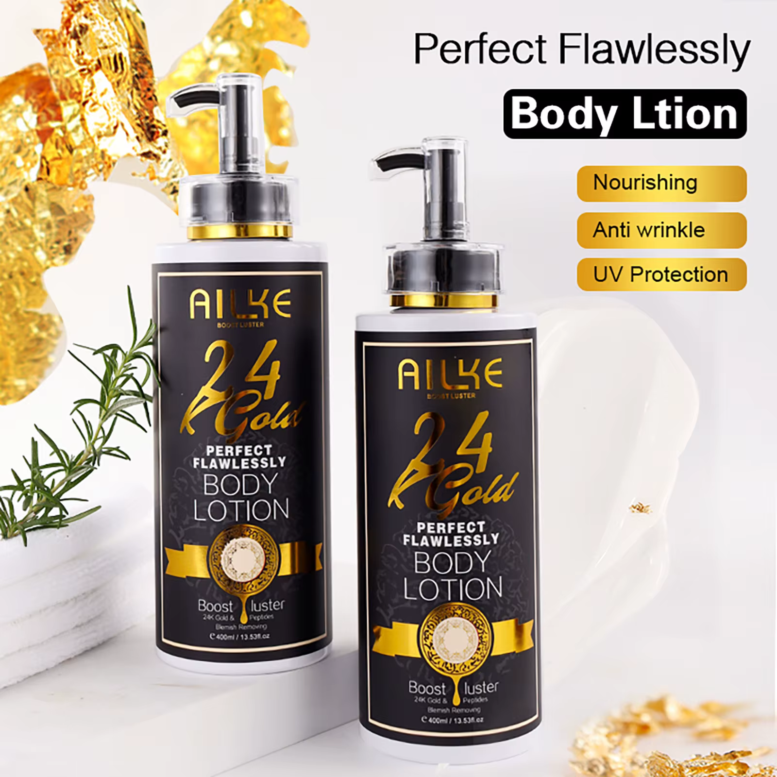 AILKE-Ensemble de Soins de la Peau 24K, Blanchissant, Sculpte, Taches Foncées, Pigmentation, Déforma